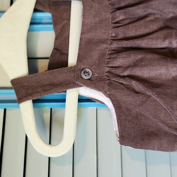 Jacadi Paris Dark Brown Jumpsuit with Pink Floral Embroidery - Picture 4 of 11